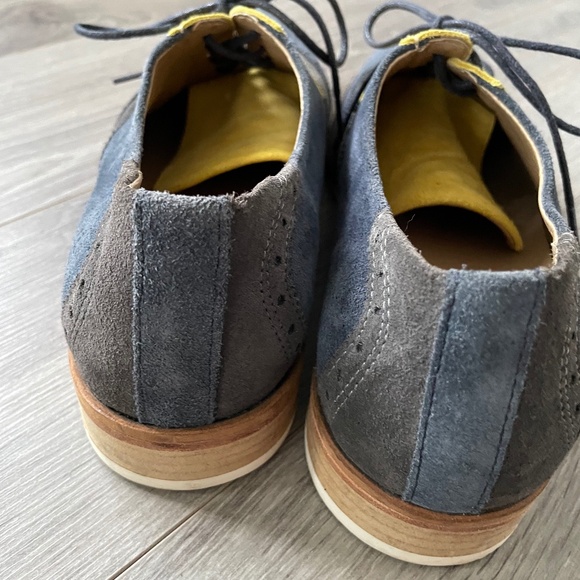 John Fluevog tri-colour (yellow, grey, blue) suede shoes - Picture 3 of 7